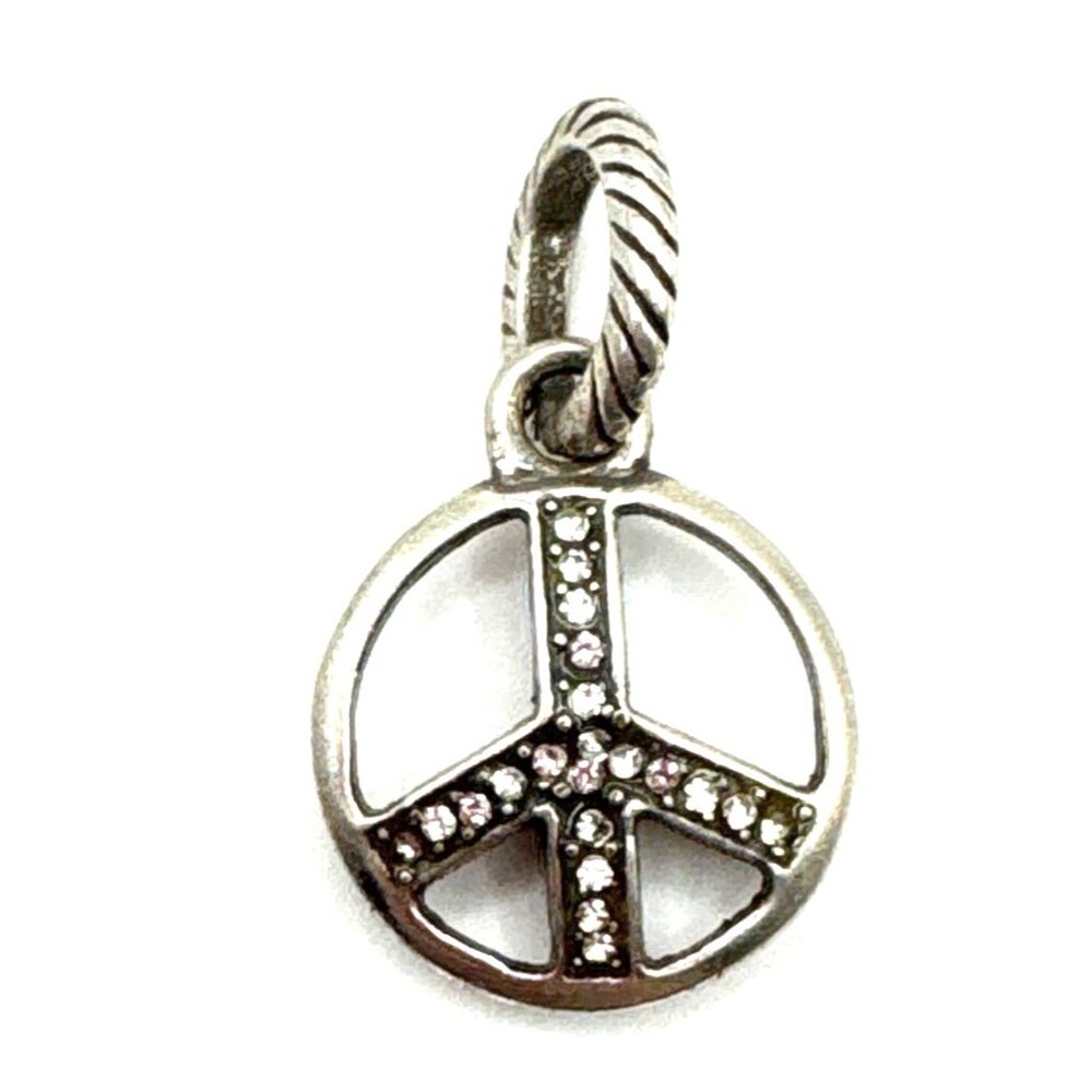 Brighton Peace Sign Dove Olive Branch World Custom Silver Pendant Charm